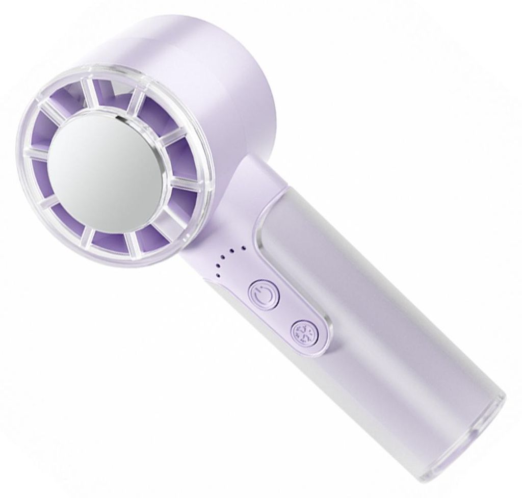 INF Transparenter Handventilator 2000mAh ABS PC Alu 5.4x5.2x14cm 3-Gang Violett