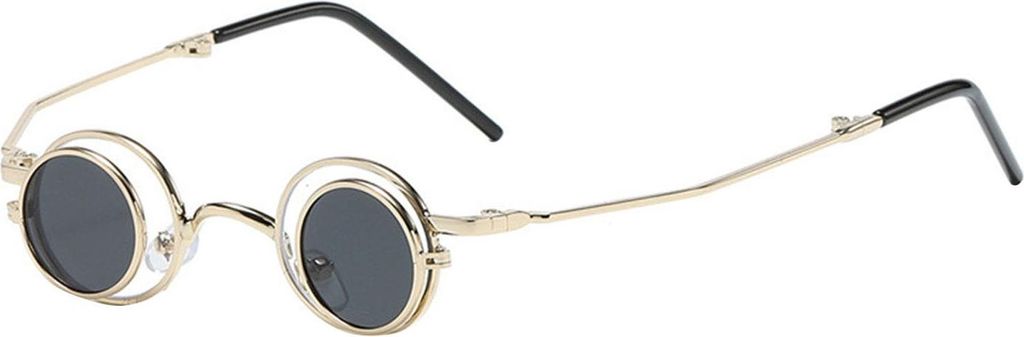 Runde hochklappbare Sonnenbrille, kleiner Kreis, polarisierte Brille für Männer und Frauen, Retro-Punk, UV400-Sonnenbrille für Rave-Partys