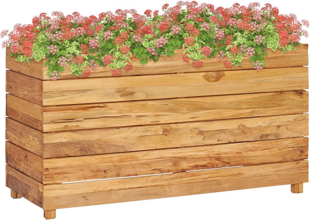 Kshzmoto Pflanztopf, Blumenkasten mit Spalier mit Pflanzgefäß für Garten, Terrasse und Balkon, 100 x 40 x 55 cm, Teakholz und Stahl
