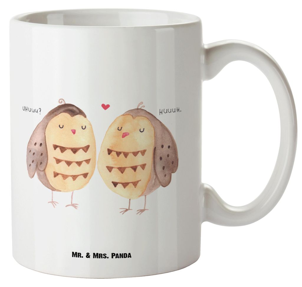 Mr. & Mrs. Panda Pott Eulen Liebe - Weiß - Geschenk, Große Tasse, Spruch, weisse, Teetasse, Paar, Keramiktasse, jumbotasse, Haferl, Eule