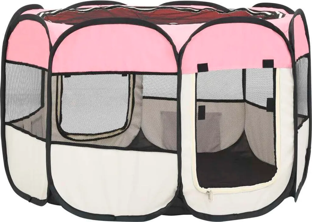 Box Viaggio vidaXL Rosa 90x90: Recinto Pieghevole Portatile per Pet - 4