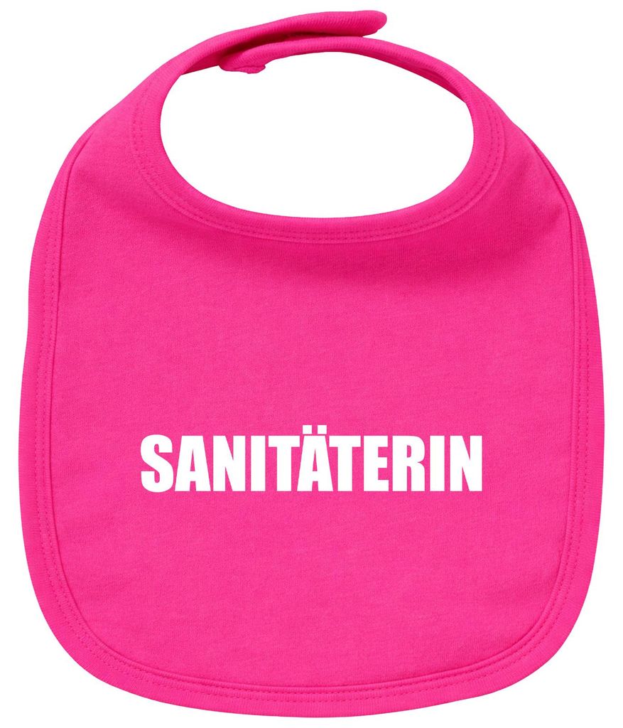 Huuraa Baby Lätzchen Sanitäterin Schriftzug Cherry Pink Klettverschluss Baumwolle Latz Geschenkidee