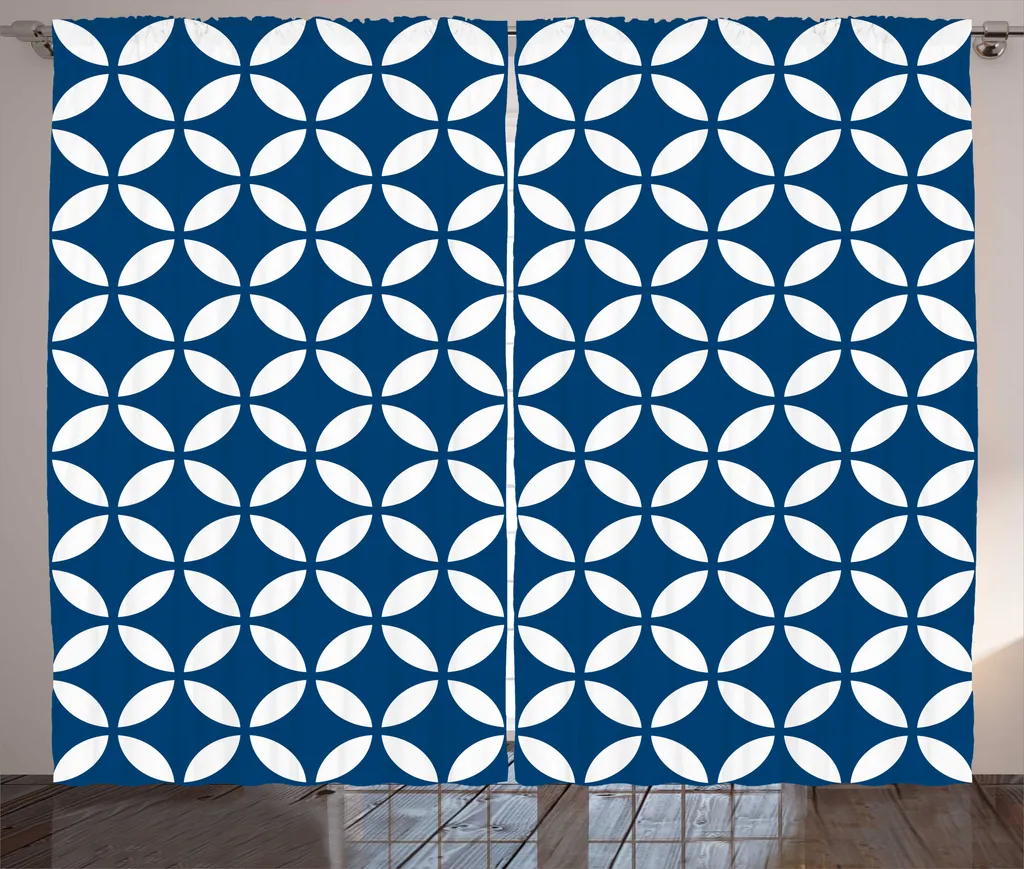 Grand rideau rustique 280x225 cm avec crochets pour chambre bleu