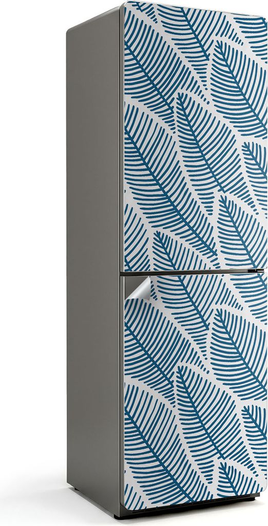 Blattmuster in Linie – Kühlschrank Aufkleber – Klebefolie Kühlschrank – Kühlschrank Nachbildung – Kühlschrankfolie selbstklebend – K...