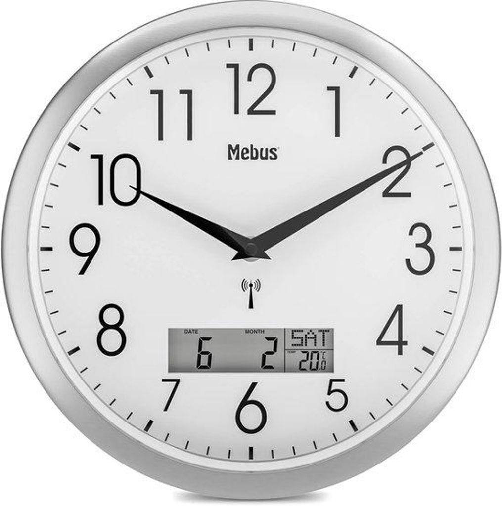 Mebus Analoge Funk-Wanduhr 29cm groß | Leicht lesbar & Produktbild 
