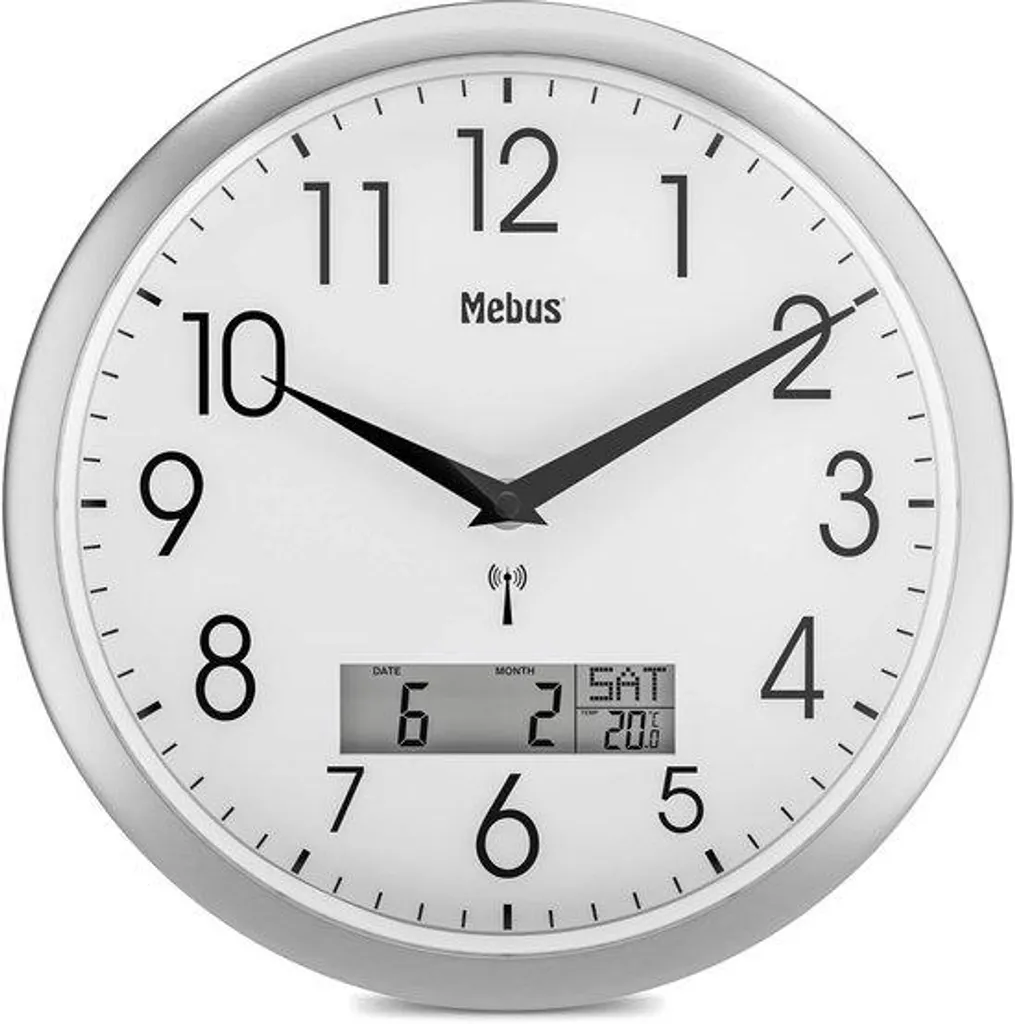Horloge murale digitale et analogique 29 cm blanche pour bureau et salon