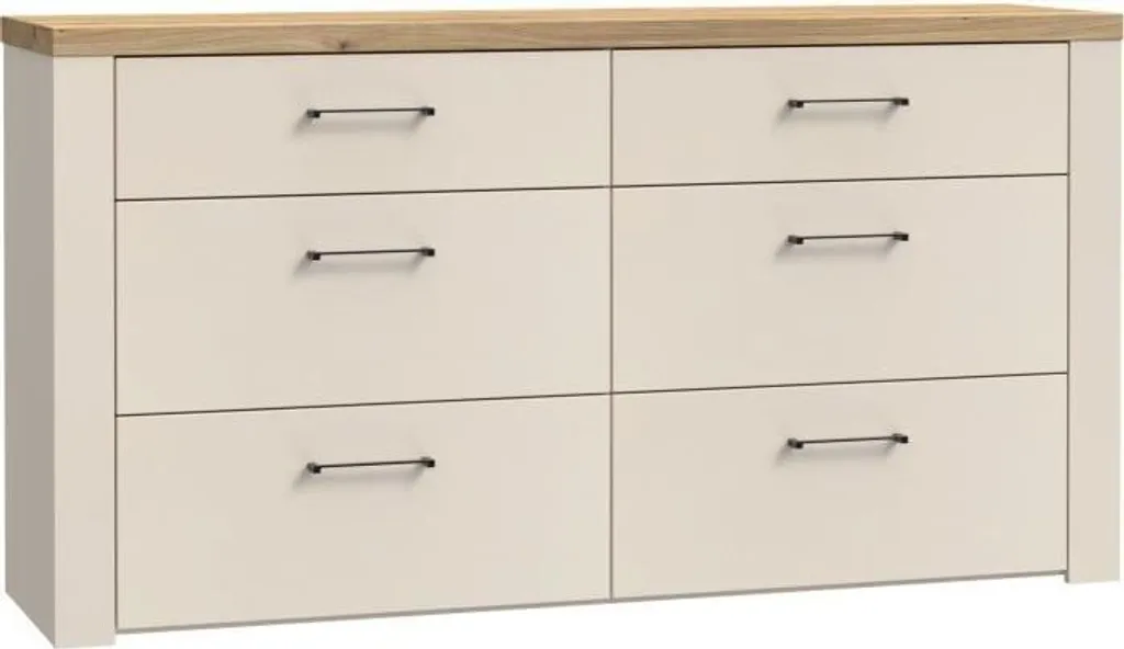 Grand buffet de rangement NELLEKE avec 6 tiroirs finition naturelle