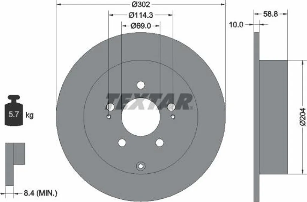 Disque de frein TEXTAR haute teneur en carbone 92148403 - OE 4615A051