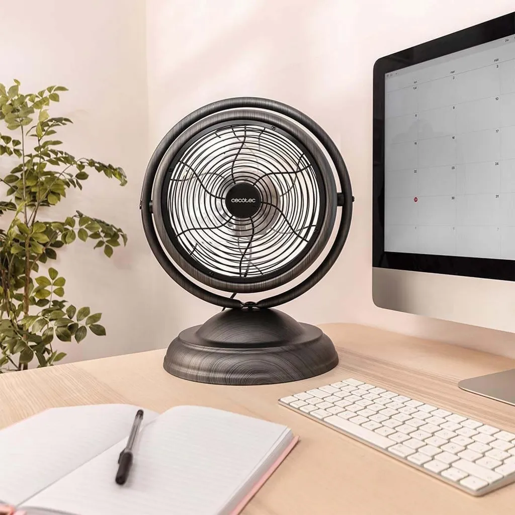Petit ventilateur de bureau effet bois 25cm - Ventilateur compact 20W - 8
