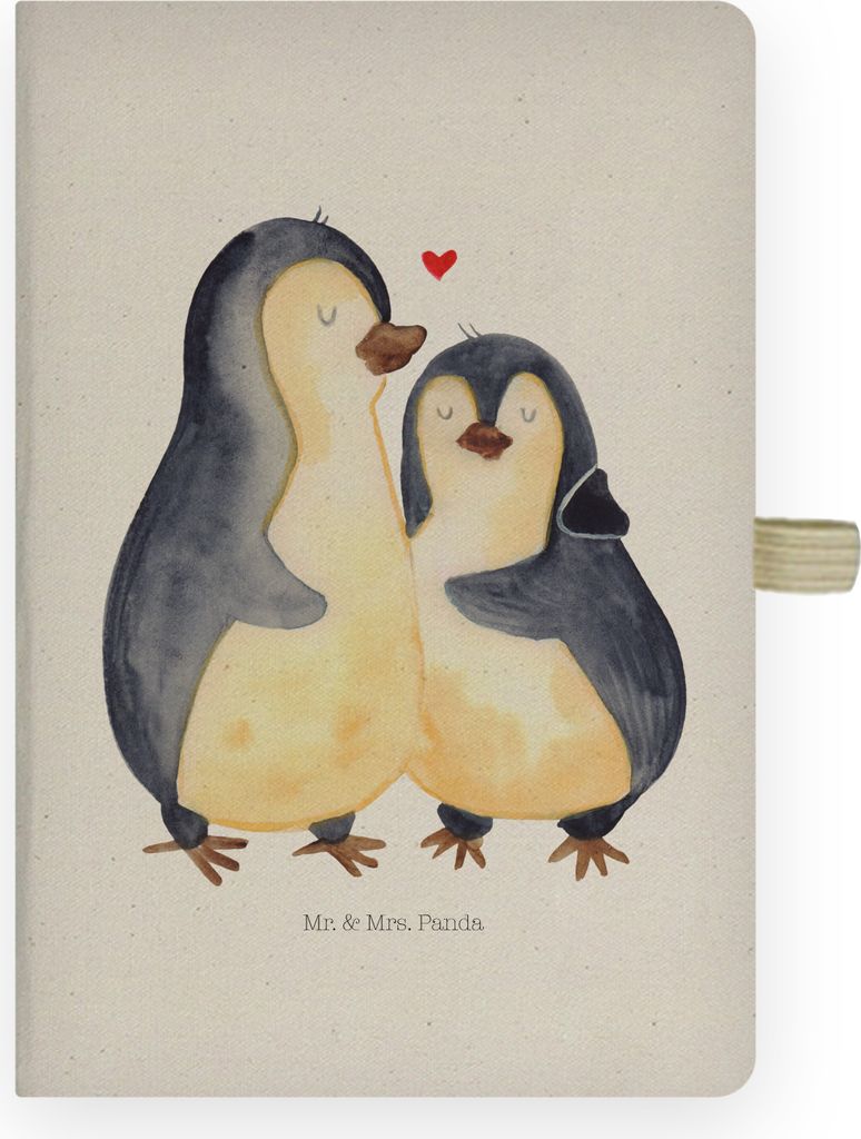 Mr. & Mrs. Panda notizbuch Pinguin umarmen - Transparent - Geschenk, Verknallt, Liebe, Tagebuch, Skizzenbuch, Hardcover, kariertes, Hochzeitstag, J...