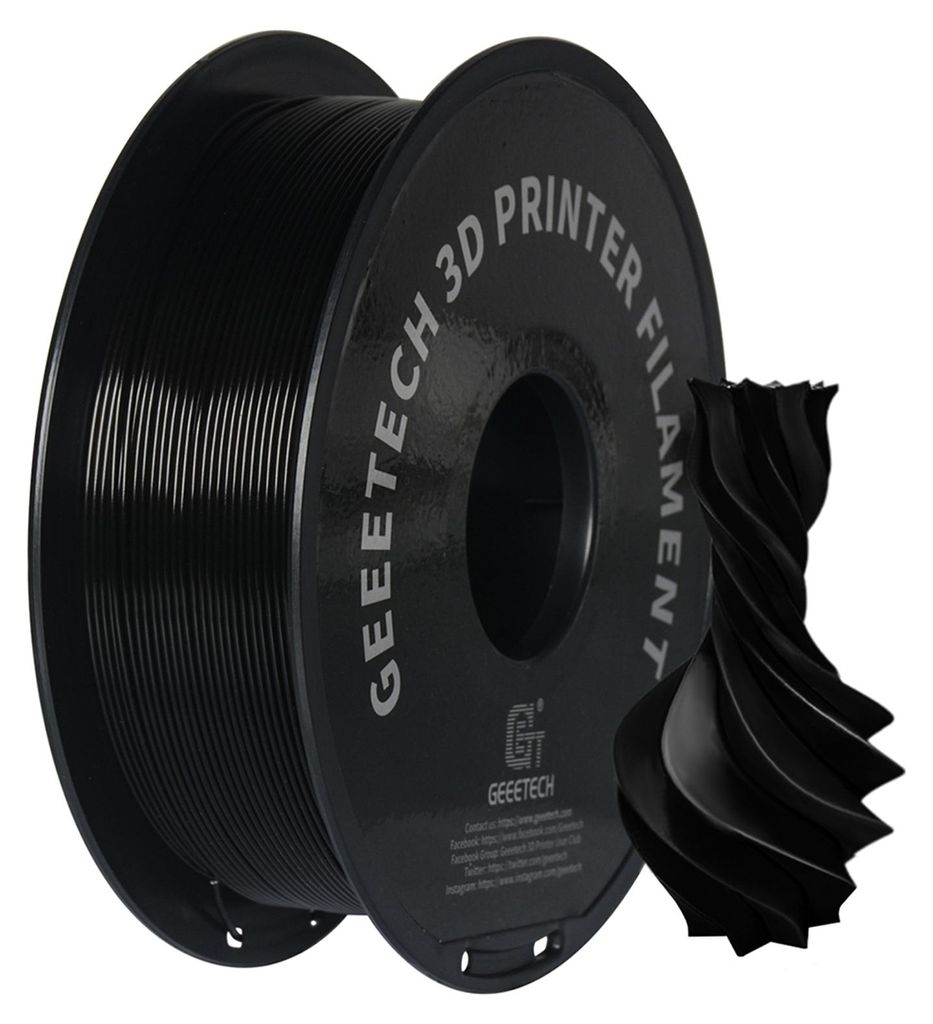 Geeetech PETG-Filament fuer 3D-Drucker 1,75 mm Massgenauigkeit ¡À0,03 mm 1 kg 3D-Druckmaterialspule (2,2 lbs) šC Schwarz