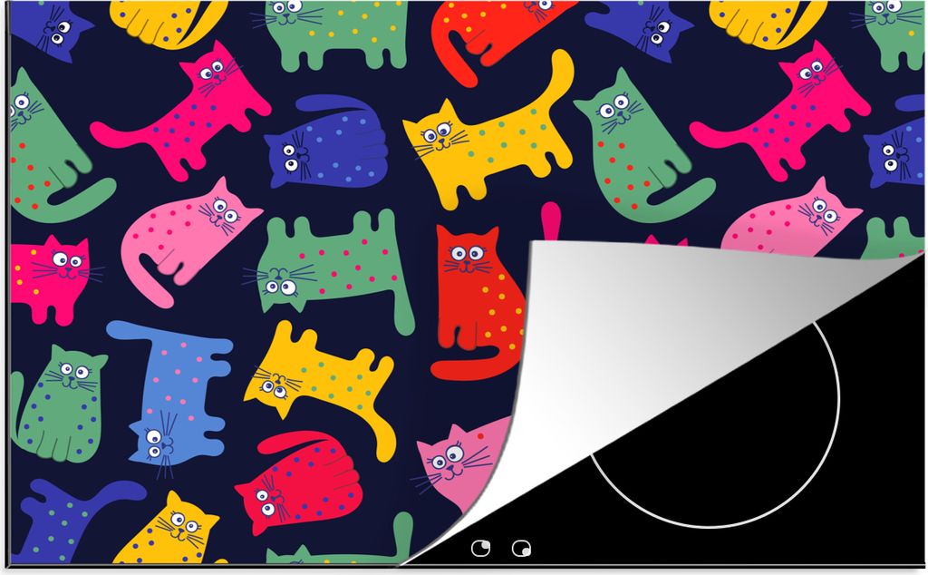 KitchenYeah Herdabdeckplatte Muster - Katze - Regenbogen - Rosa - Mädchen - Kinder - Kind , 80x52cm, Küche Deko, Glaskeramikfeld Herdabdeckung,...