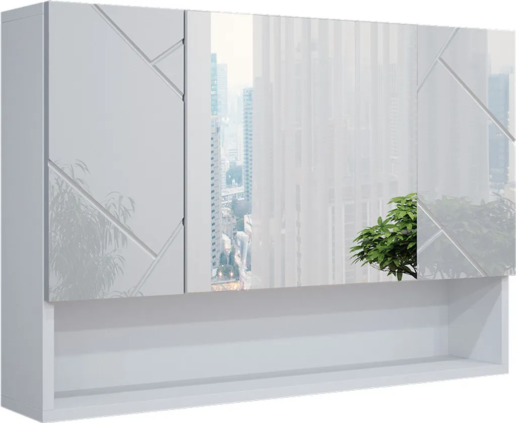 Armoire de toilette avec miroir Vicco Irma Blanc Brillant pour Salle de Bain