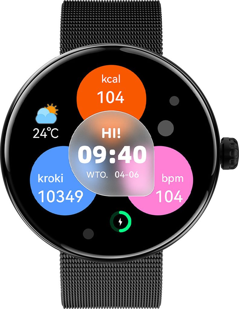 Forever Smartwatch fur Damen Forevive 5 SB-365 Schwarz, IP68, Schrittzähler, Pulsmesser, Schlaf-Monitoring, Touchscreen, Bluetooth