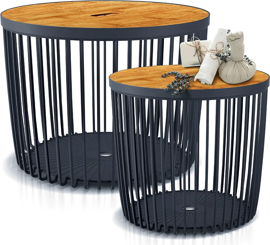 Coffre de Rangement Salon et Table d'Appoint en Bois - Ensemble de 2