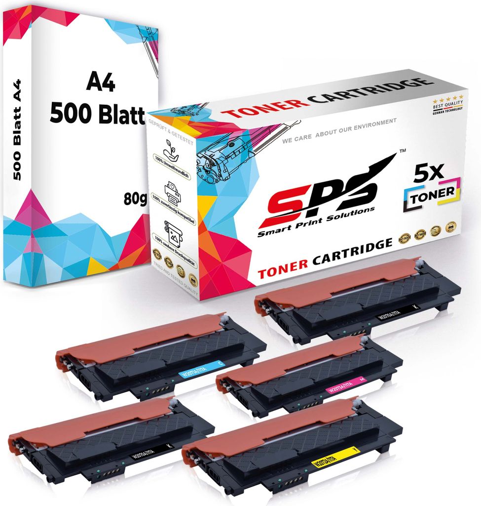 5x Toner 117A W2070A W2071A W2072A W2073A kompatibel für HP Color Laser MFP 179 + DIN A4 Druckerpapier 500 Blatt