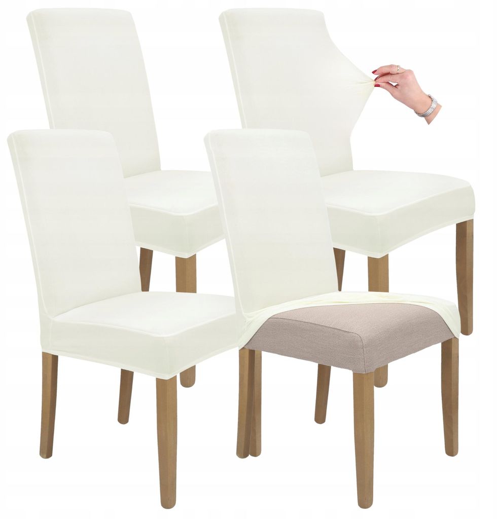 Stuhlhussen - 4er Set - Creme - Stretch