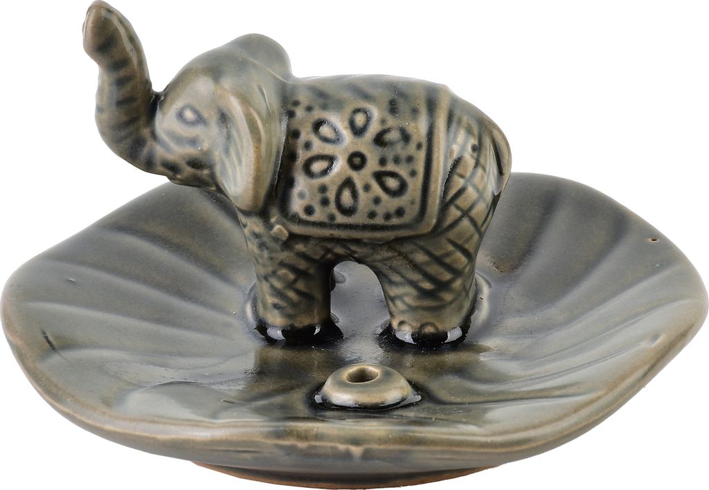 Räucherstäbchenhalter Keramik Ohne Marke Elefant 10 x 10 x 5,5 cm Grau 1 Stück