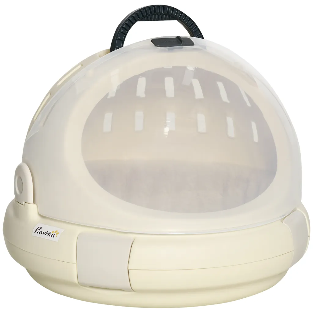 Maison pour chat portable beige avec coussin amovible et nettoyage facile