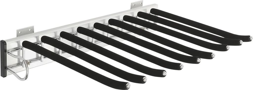 Ausziehbarer Hosenhalter - Kleiderschrank-Auszug mit 9 Stangen - Seitlich montiert - Aluminium - Platzsparend - 46 x 32,5 cm - Schwarz