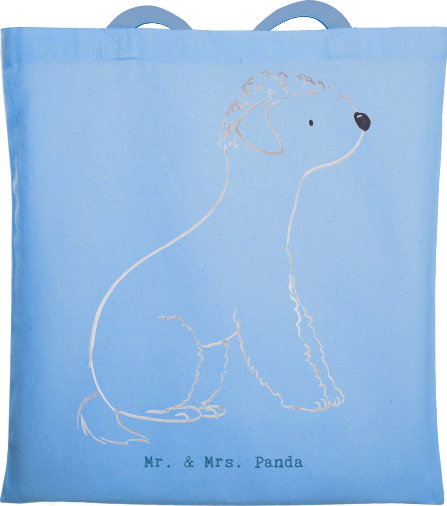 Mr. & Mrs. Panda Shopping Tasche Bedlington Terrier Moment - Sky Blue - Geschenk, Jutebeutel, Tote Bag, Einkaufstasche, dokumententasche, Schultasche
