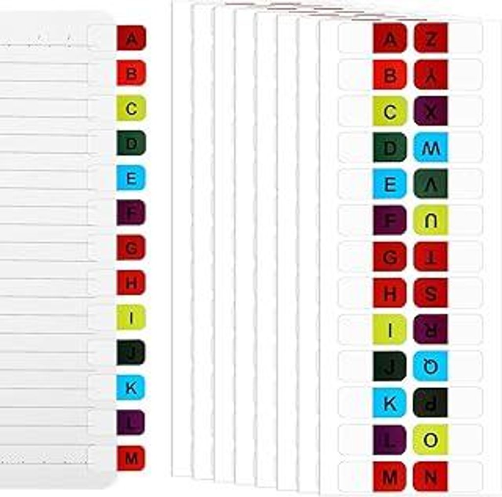 8 Blatt A-Z Index Tabs Selbstklebende Register Alphabet Etiketten Index Tabs Page Markers Tabs Bunte Alphabetische Seitenmarker für Büro, Dokumen...