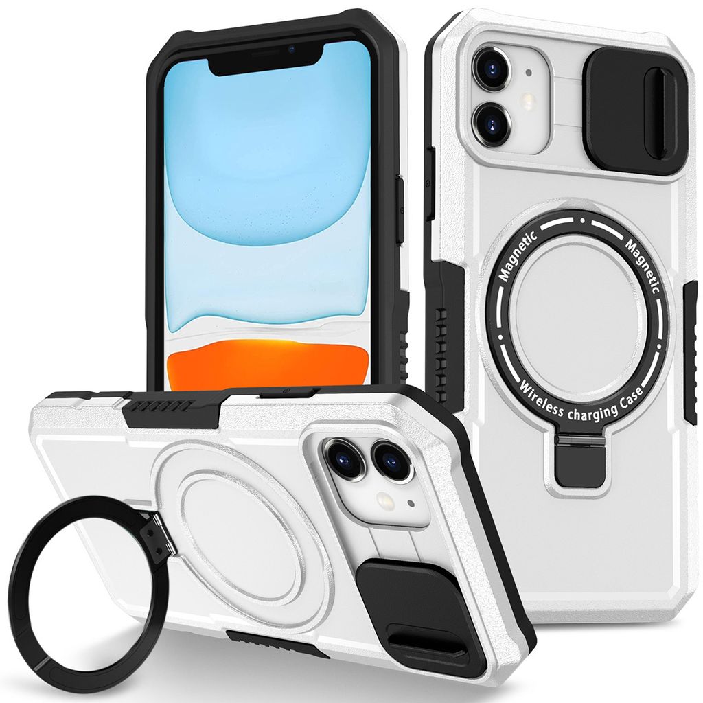 Coque IPhone MagSafe Silicone Avec Support - Compatible IPhone 11 à 16 Pro, Antichoc, Magnétique, Neuve