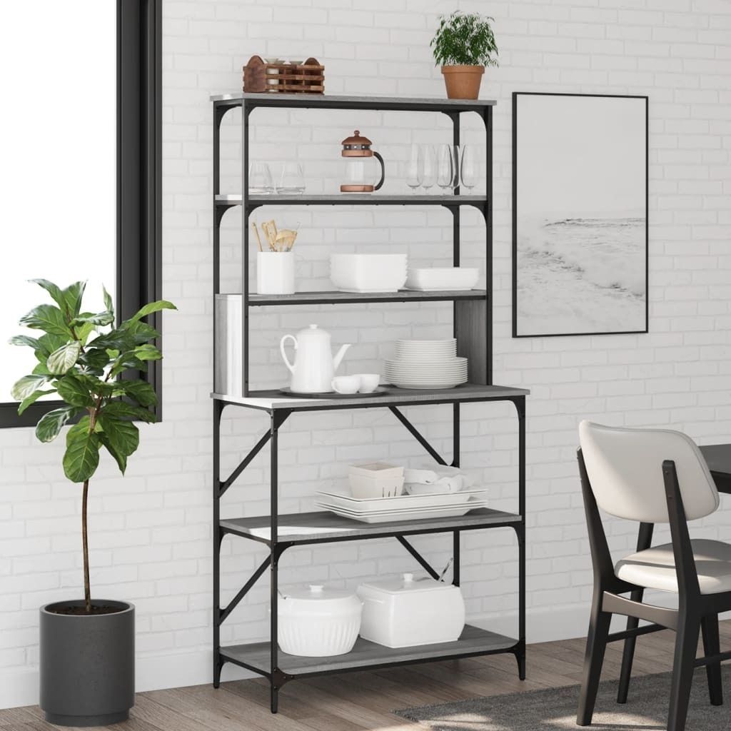 2025 Moderne Bäckerregal 6 Fächer Grau Sonoma 90x40x180 cm Holzwerkstoff - Pelletöfen,Design 9276996 1parcel