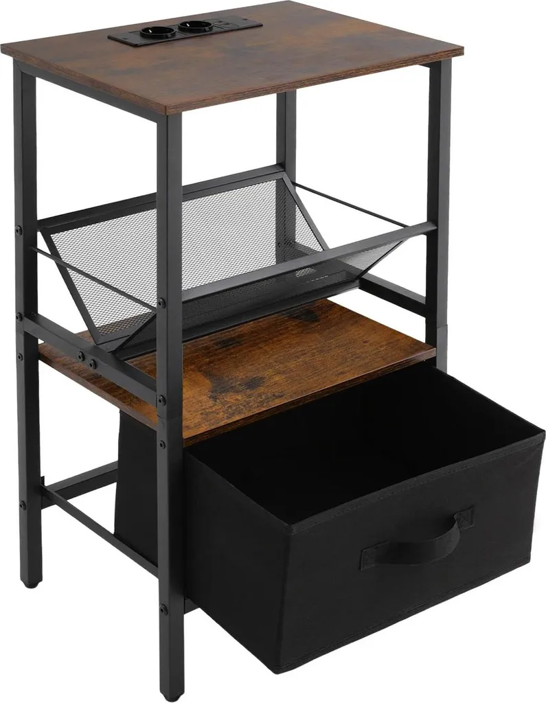 Table de chevet noire : fini les câbles emmêlés avec recharge 2500W