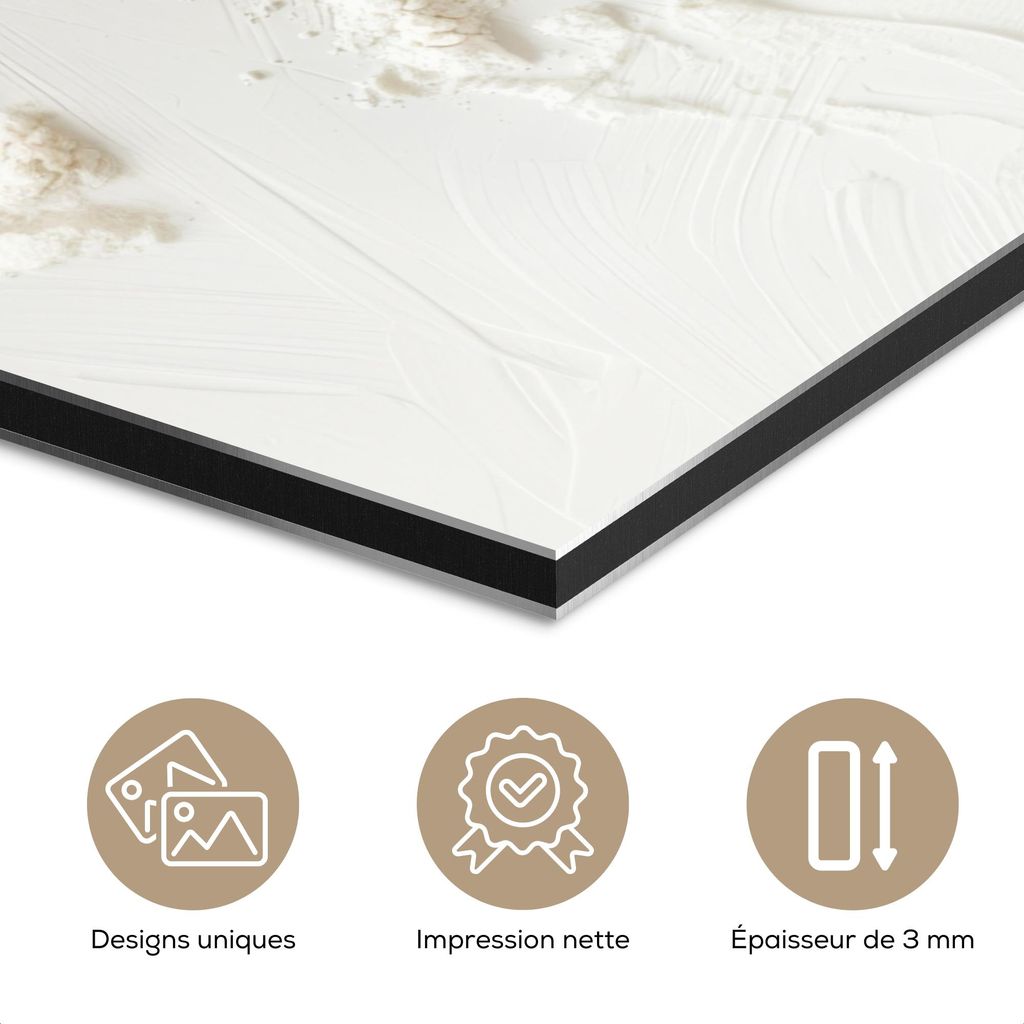 MuchoWow Wanddekoration Metall Metallbild Wandkunst 40x30 cm Blume - Holz - Weizen MuchoWow Aluminium Gemälde - Dekoration Wohnzimmer
