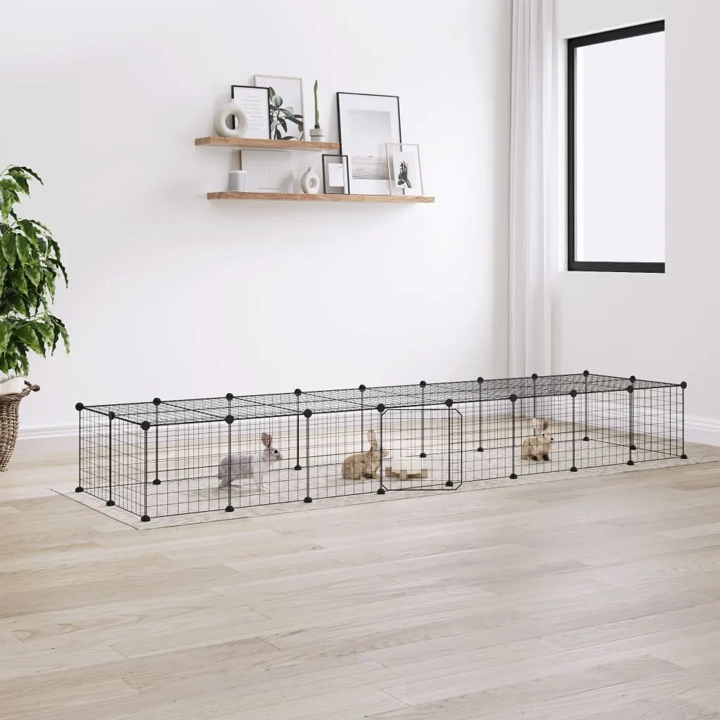 vidaXL Gabbia 36 Pezzi per Animali con Porta in Acciaio Nero 35x35 cm - 7