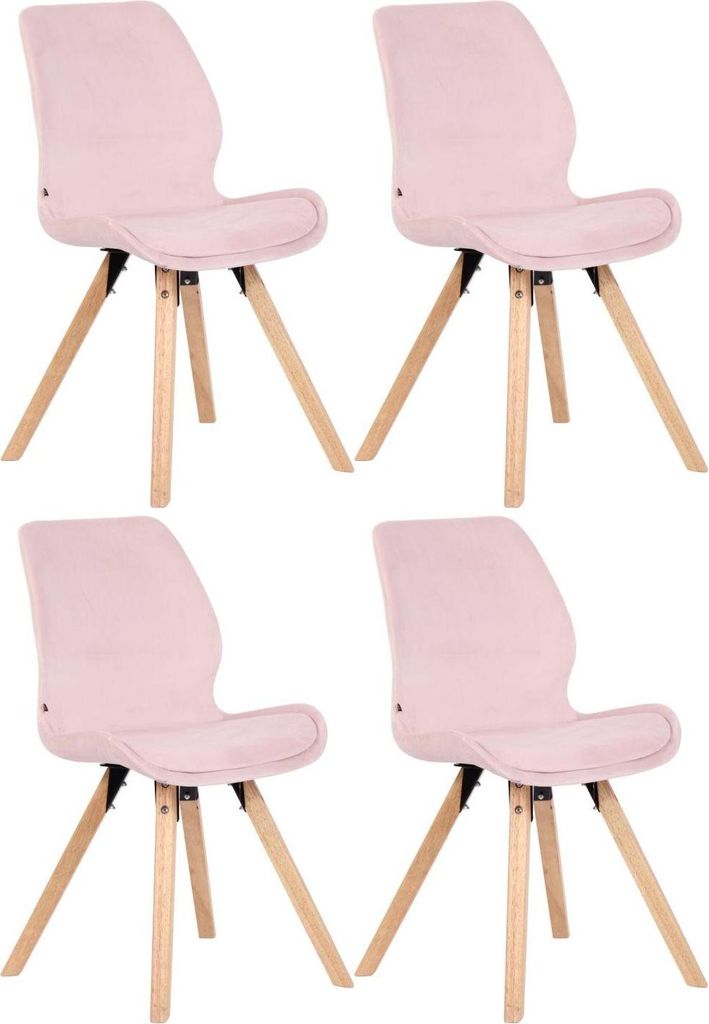 Set aus vier Esszimmerstühlen – Besucherstühle – bequemer Sitzkomfort | Farbe: rosa | Material: Weich