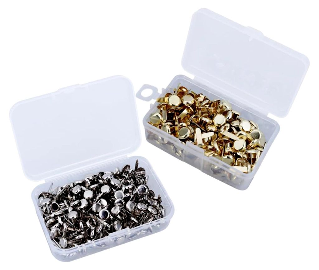500 Stück Papierverschlüsse aus Metall mit orangefarbener Quaste für Schmuck, Bandhalter, Scrapbooking-Verzierungen und Bastelmaterialien