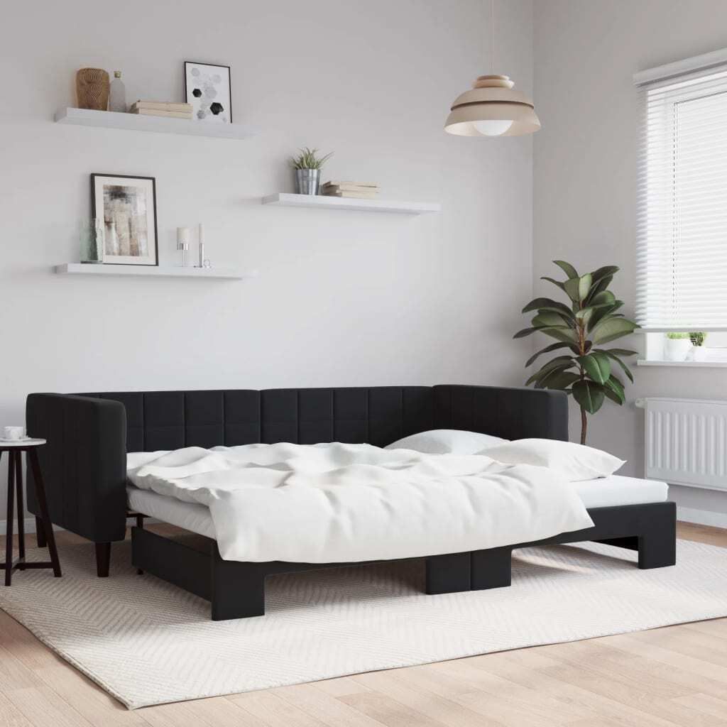 Maison Exclusive - Tagesbett Ausziehbar Schwarz 90x190 cm Samt