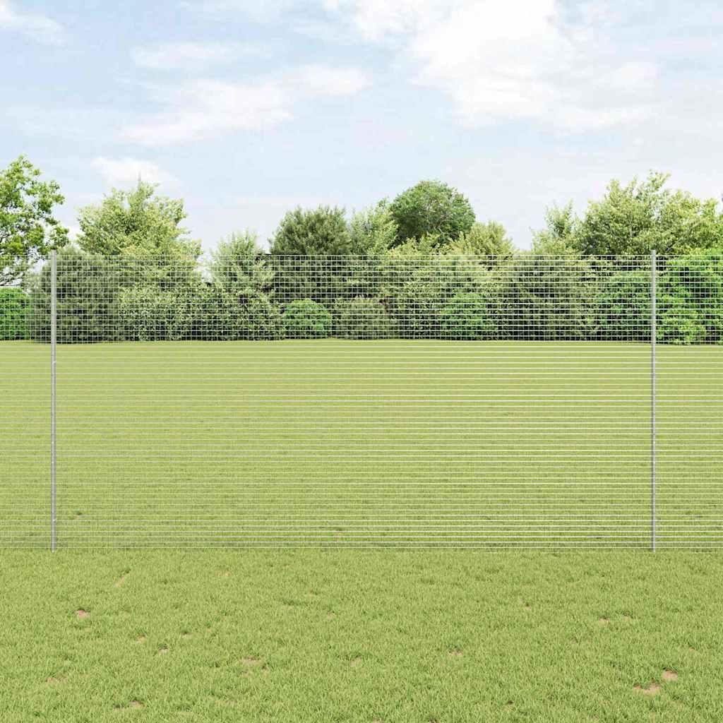 Zaun mit Pfosten Silber 1,5 x 25 m Stahl