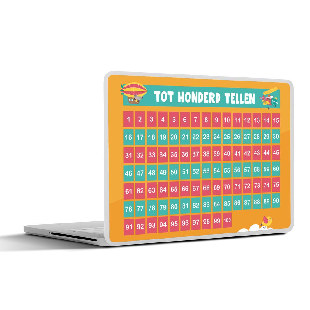 MuchoWow Laptop Aufkleber Sticker Cover Kinderzimmer - Zählen - Lernen - Jungen - Mädchen - Kinder - Orange - Kinder 40x30 cm - Laptop Dekorati...