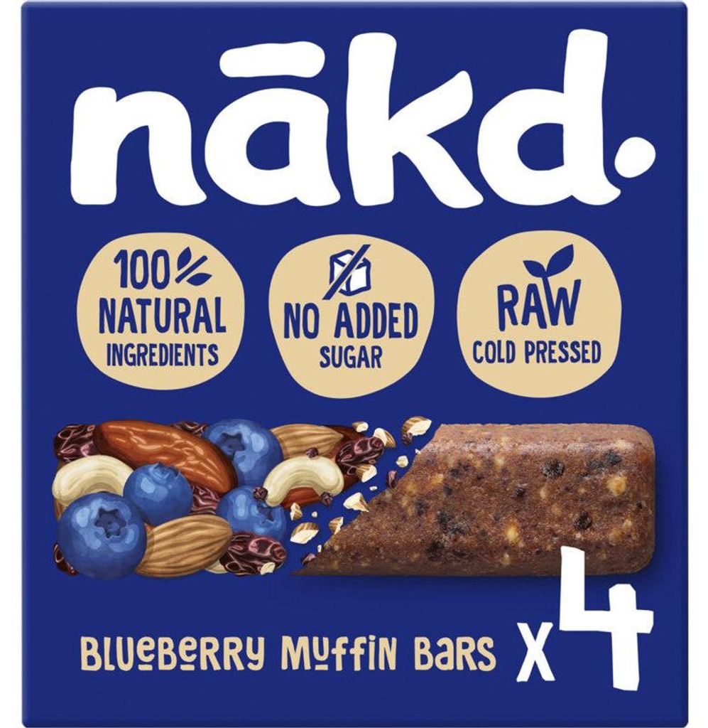 Nakd Blueberry Muffin ovocná tyčinka s orieškami, 140 g - Obrázok produktu 