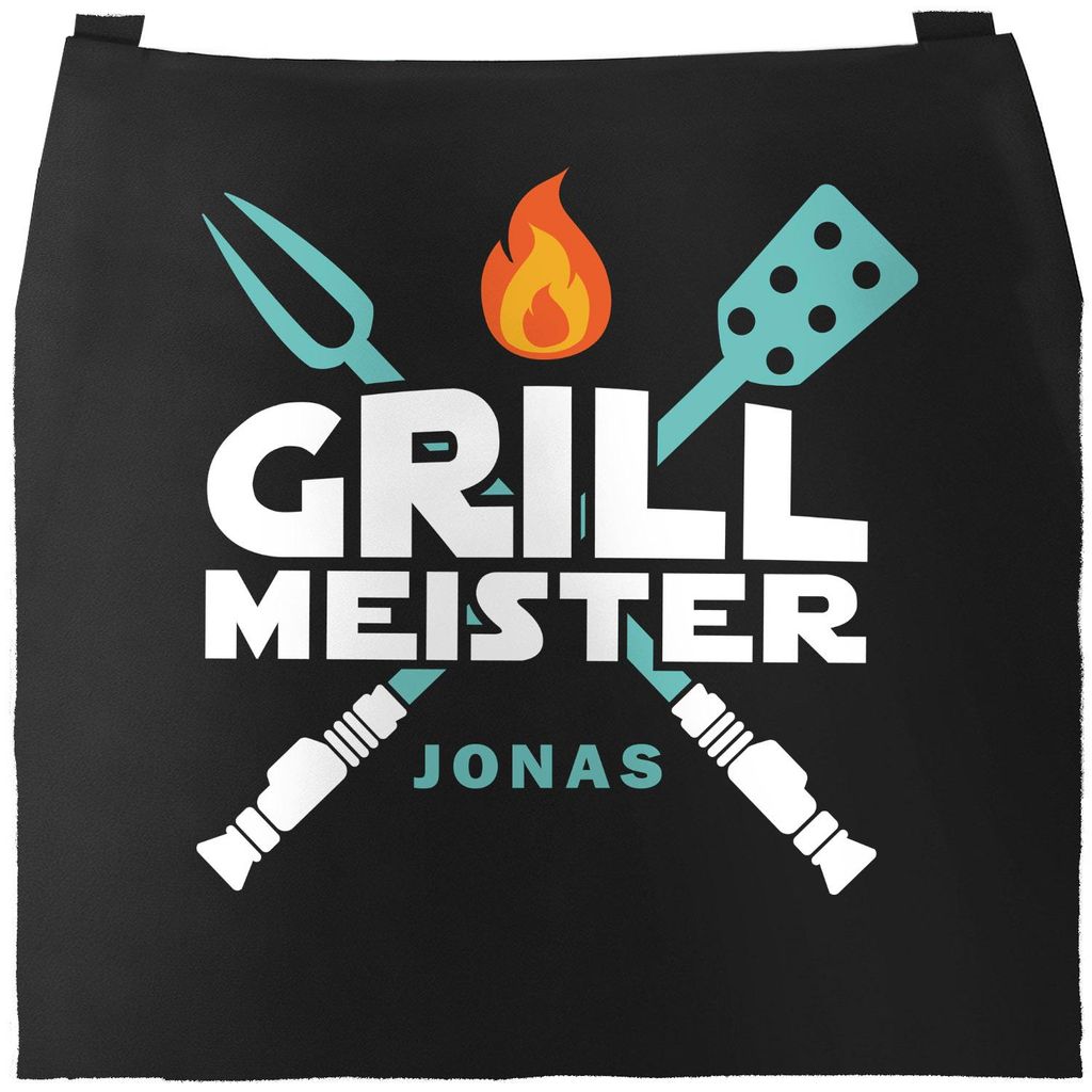 Grill-Schürze für Männer mit Name Grillmeister Parodie Produktbild 