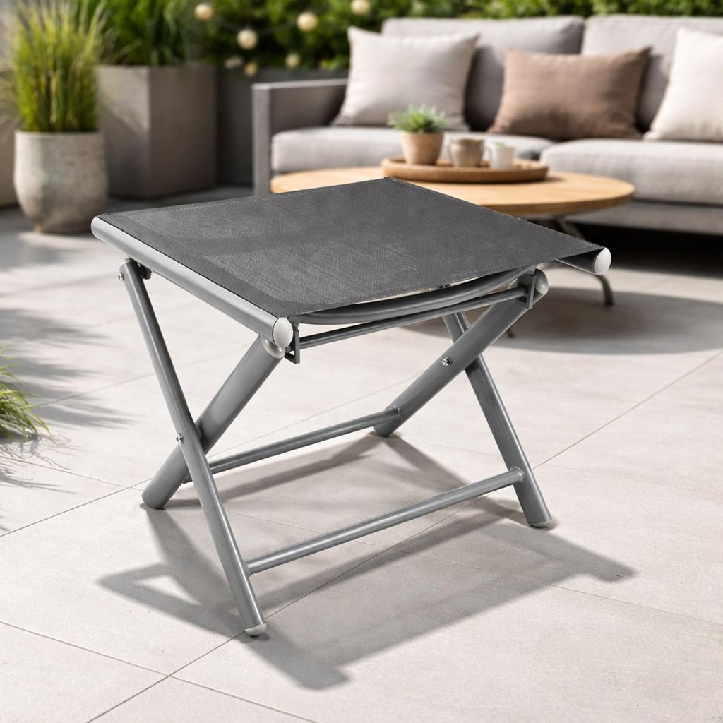 Garten Klapphocker Fußhocker Aluminium - Textilen Anthrazit