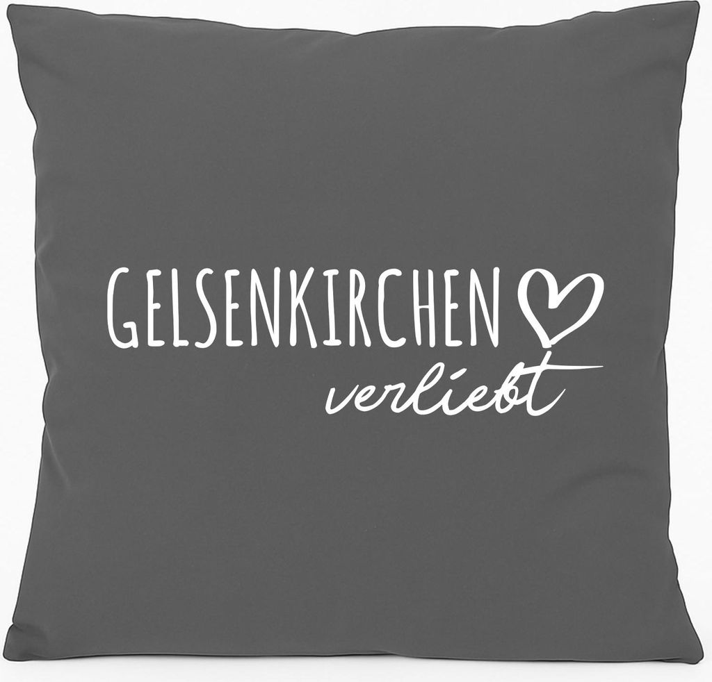 Huuraa Kissen Gelsenkirchen verliebt 40x40cm mit Füllung Steel Grey Baumwolle Dekokissen Geschenkidee
