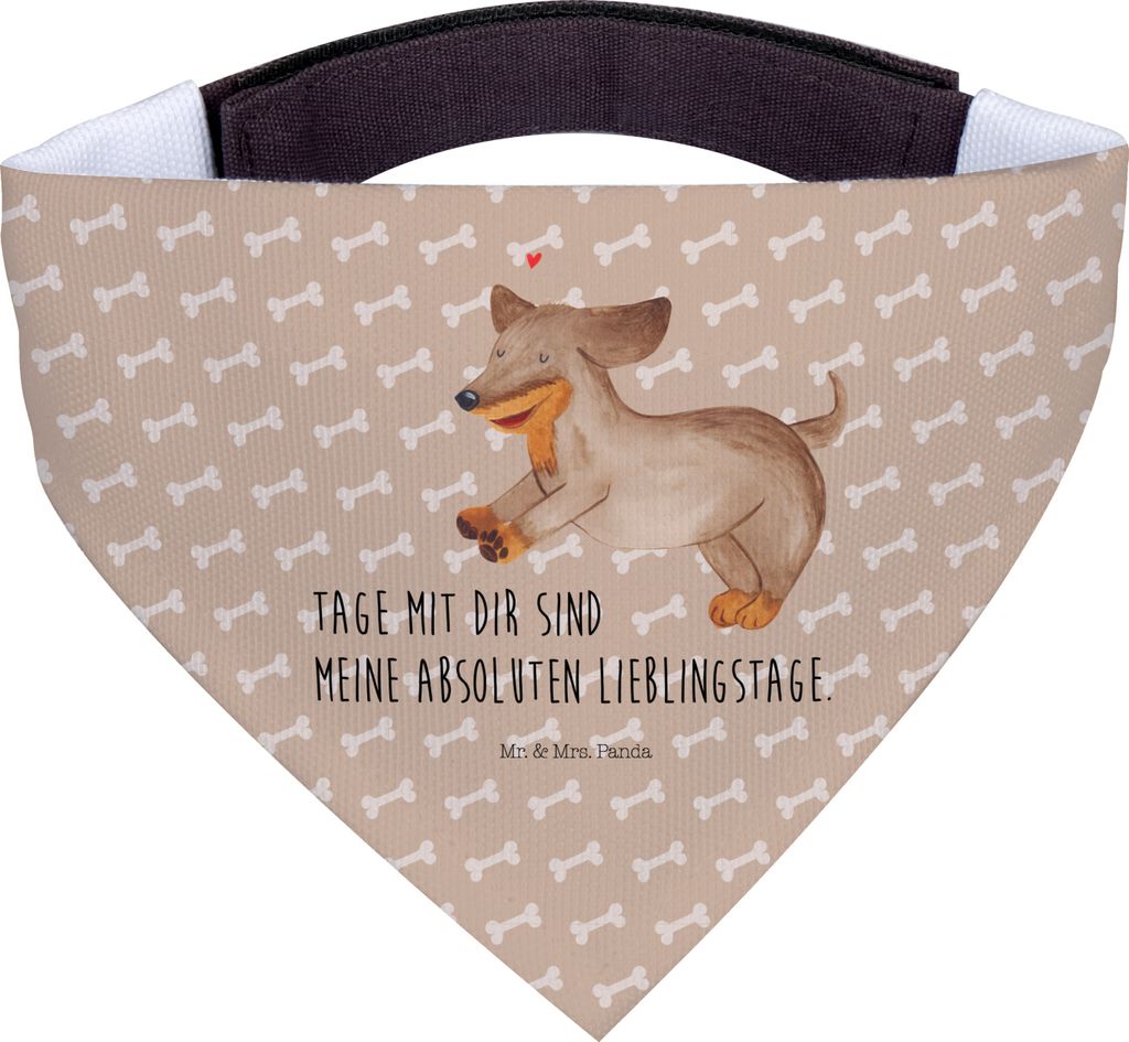 Mr. & Mrs. Panda Dreieckstuch Hund Dackel - Hundeglück - Geschenk, Hundeschal, Bandana, Dachshund, Herz, Hundehalstuch, Braun, Halstuch, Für Hund...