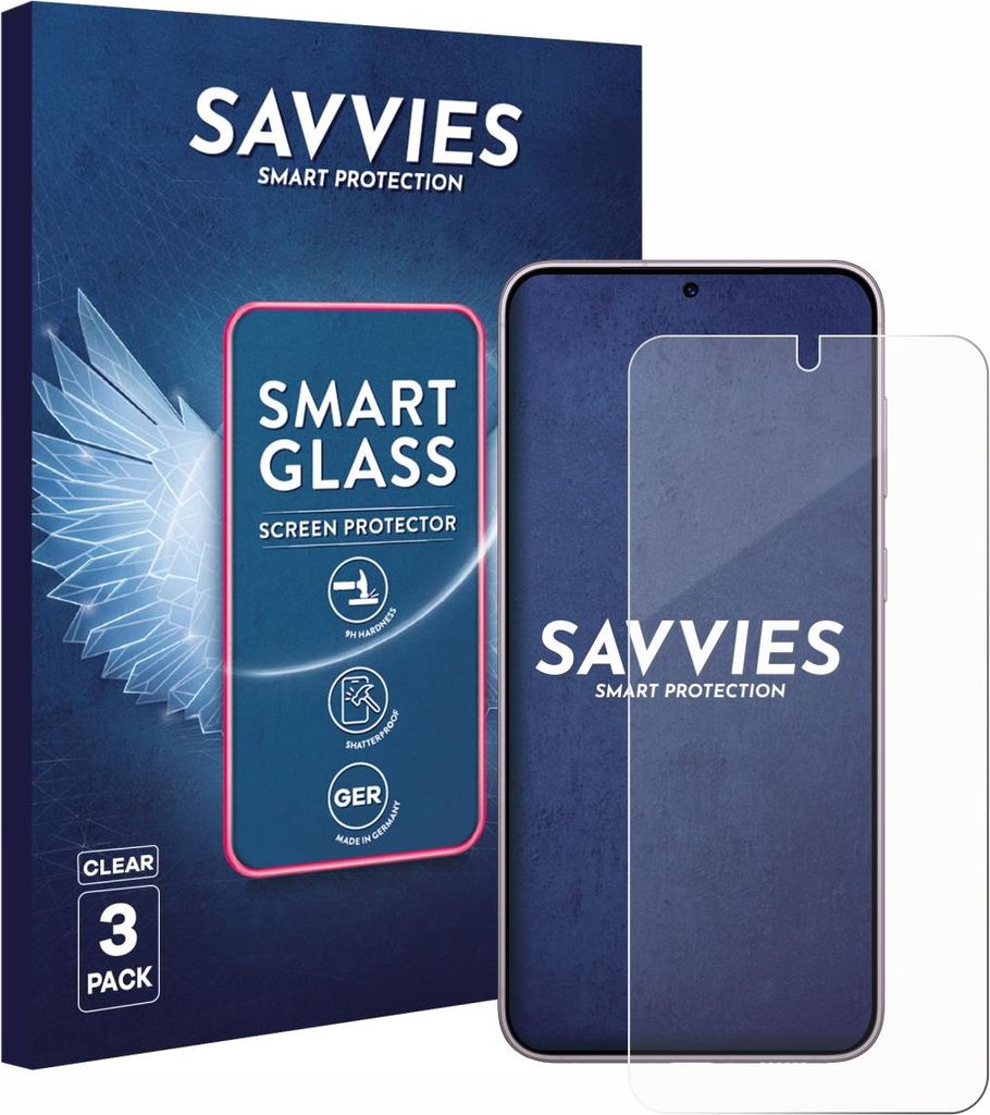 3x Savvies Schutzglas Folie für Samsung Galaxy S23 9H Panzer Schutzfolie Glas Displayschutz klar transparent