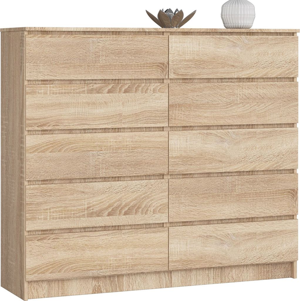 Kommode AKORD K140 Sonoma-Eiche 138 cm 10 Schubladen B138 x Produktbild 
