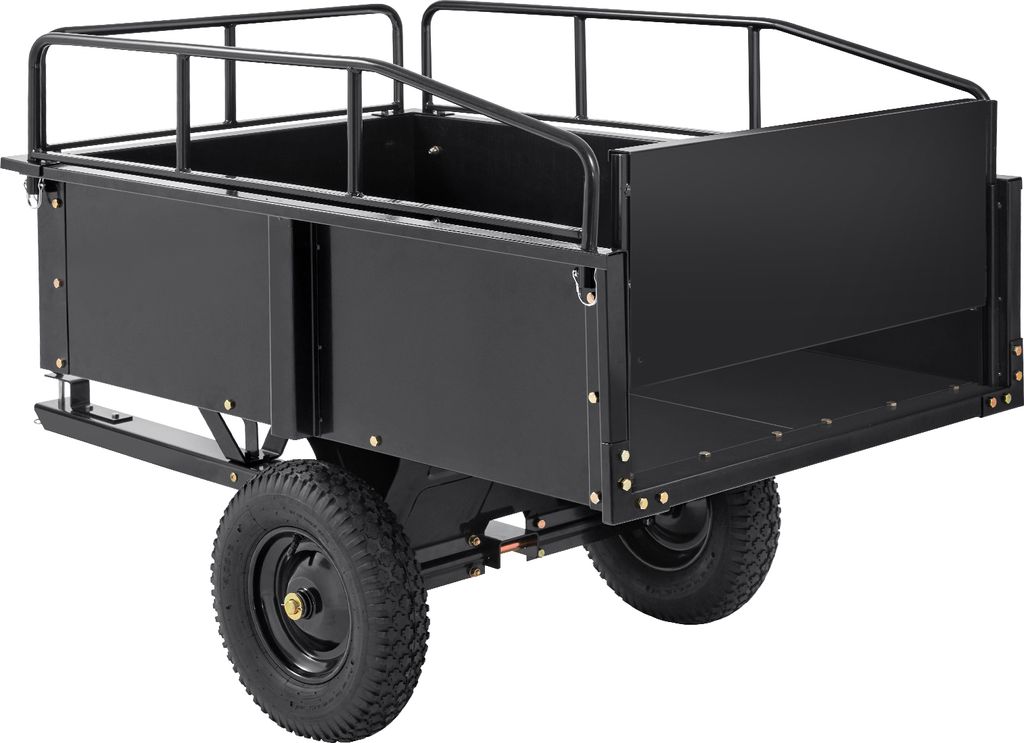 SucceBuy Schwerlast-Kippkarre für Geländefahrzeuge, 340 kg Tragkraft, 4,3 m³, Gartenkarre aus Stahl mit abnehmbaren Seitenwänden, geeignet für...