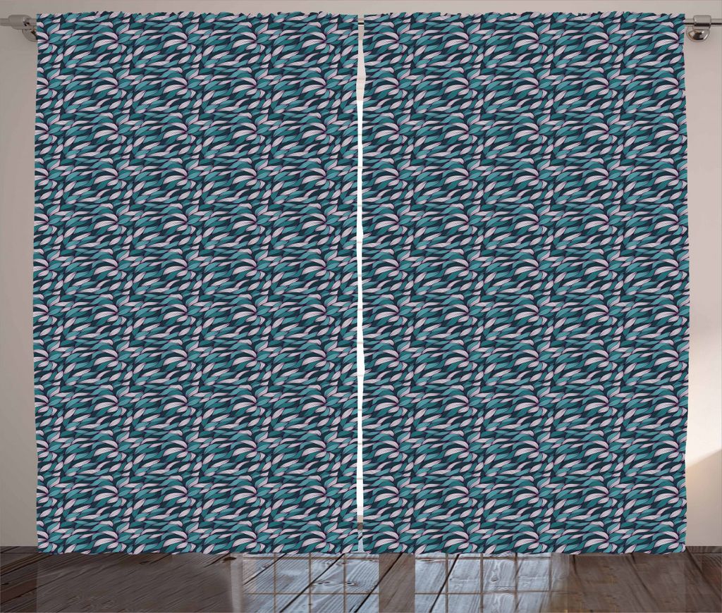 ABAKUHAUS Abstrakt Rustikaler Gardine, Tangles Curly Linien, Schlafzimmer Kräuselband Vorhang mit Schlaufen und Haken, 280 x 225 cm, Violett Weiß...