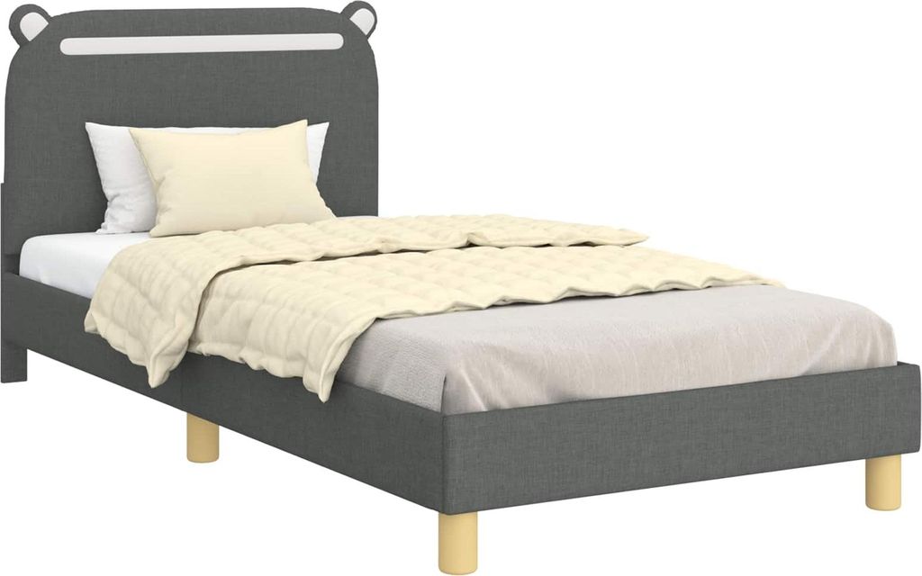 vidaXL Kinderbettgestell mit Kopfteil Dunkelgrau 80 x 200 cm Stoff