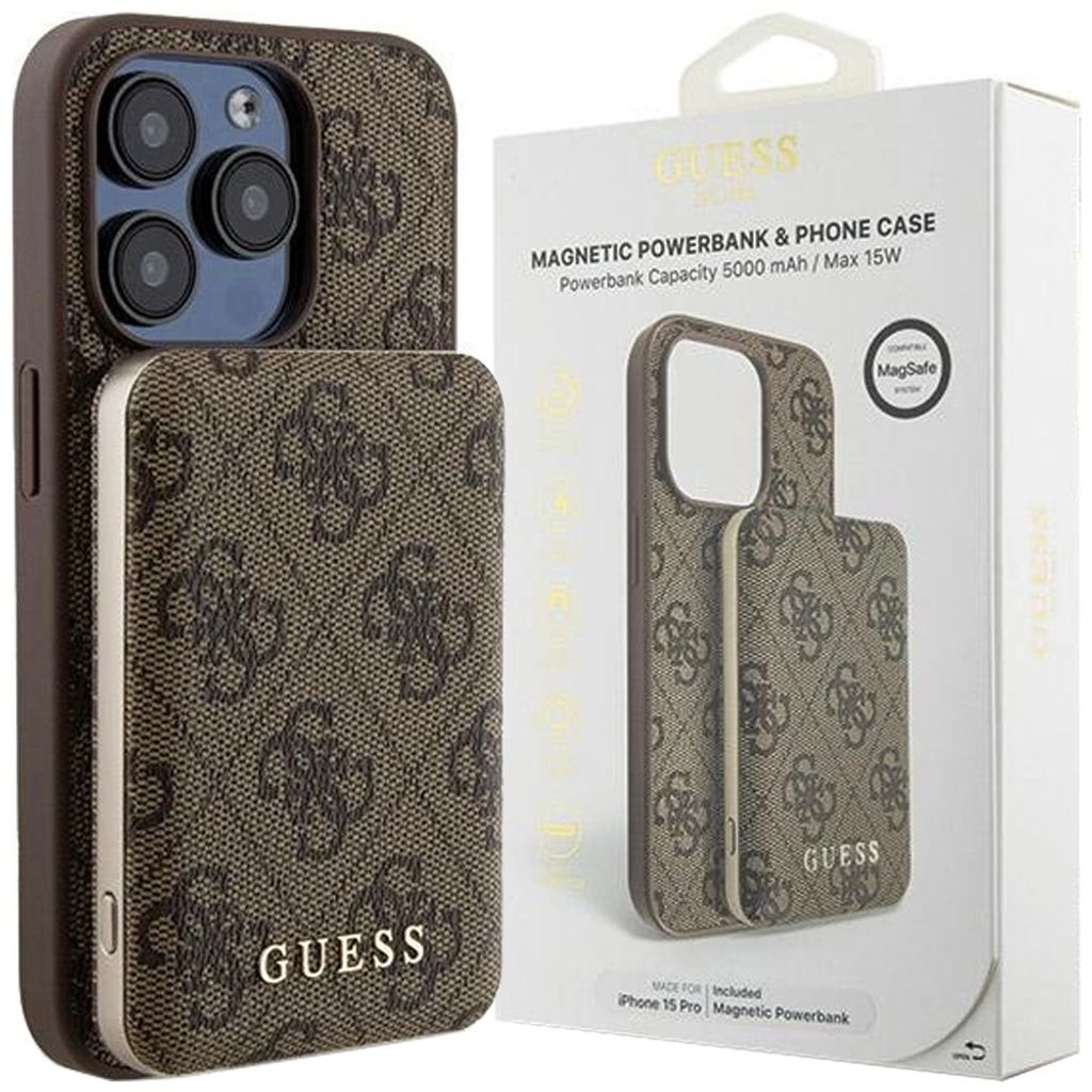 Zestaw Guess 4G Metal Logo do iPhone 15 Pro Max brązowy Zdjęcie produktu 