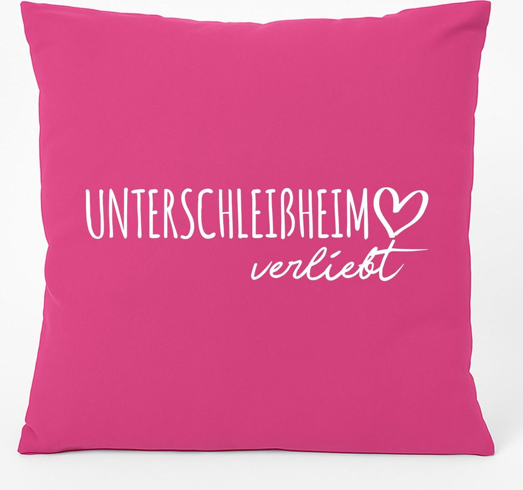 Huuraa Kissen Unterschleißheim verliebt 40x40cm mit Füllung Fuchsia Baumwolle Dekokissen Geschenkidee