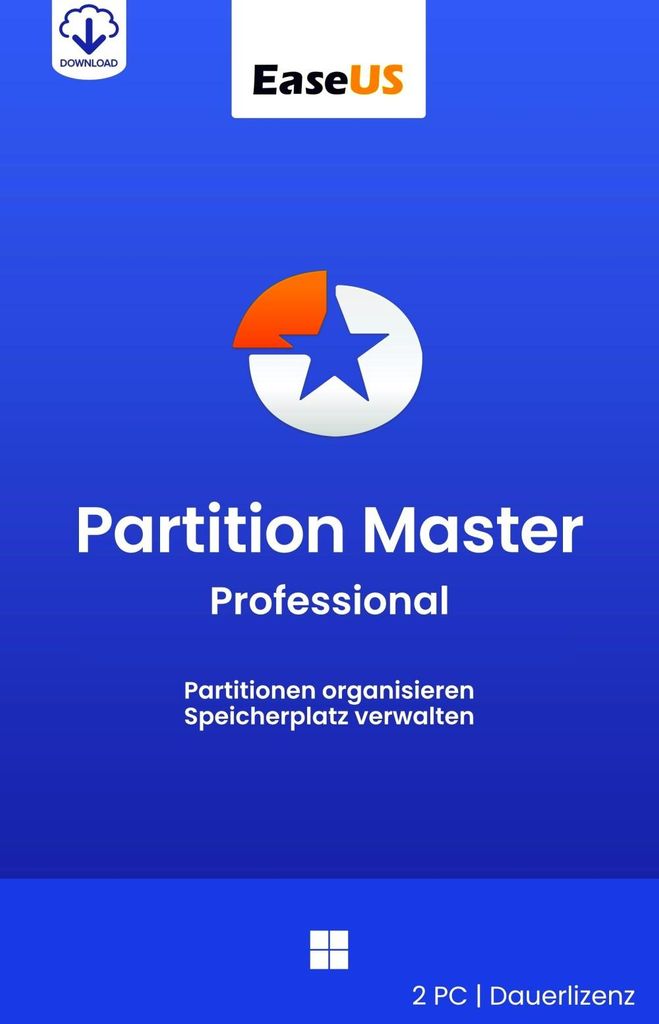EaseUS Partition Master Professional 20 / Windows / 2 PC / Dauerlizenz / Lizenz per E-Mail