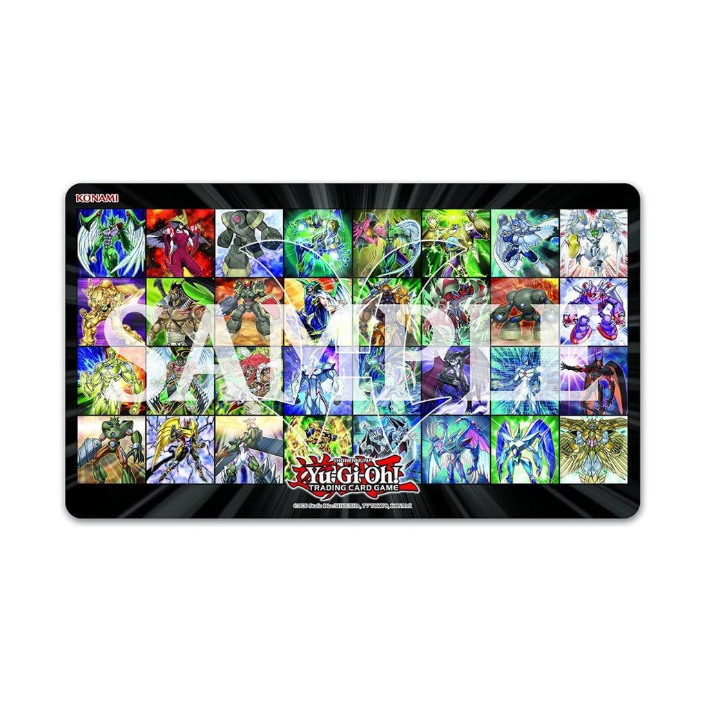 A collage of Yu-Gi-Oh! monster cards arranged in a grid, with a large "SAMPLE" watermark overlay.